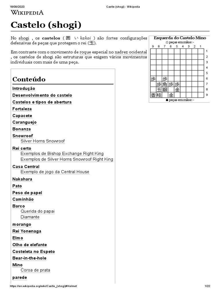 Castelo (Shogi) - Wikipedia, PDF, Aberturas (xadrez)